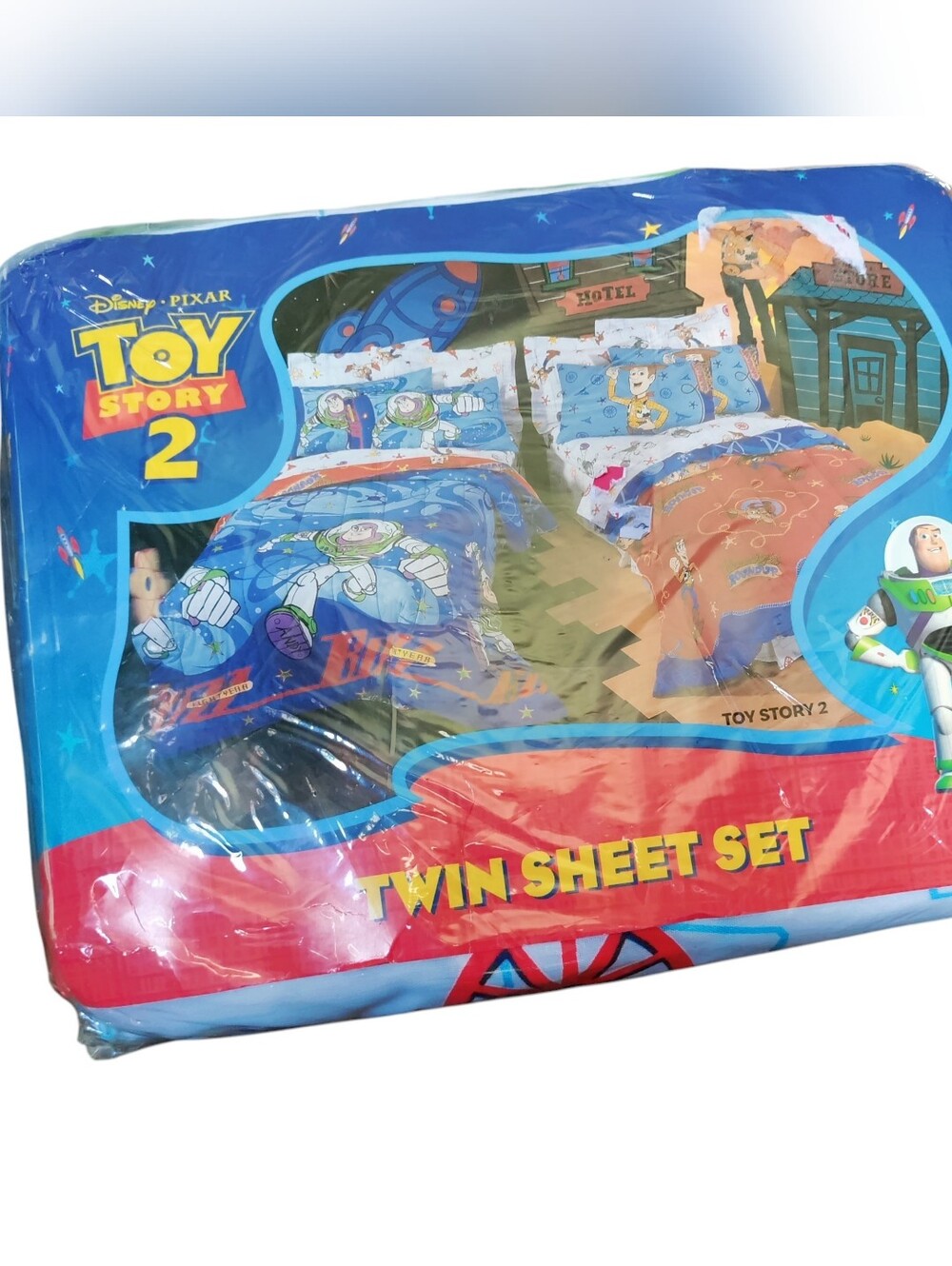 VTG Toy Story 2 Twin Sheet Set Cartoon All Over Print Cotton New
